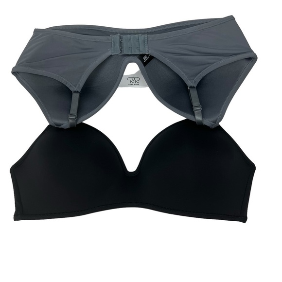 Rene ROFE Women’s Bras Sz 36C Lot/2 Gray & Black Wire-free Lightly Padded - Picture 3 of 9